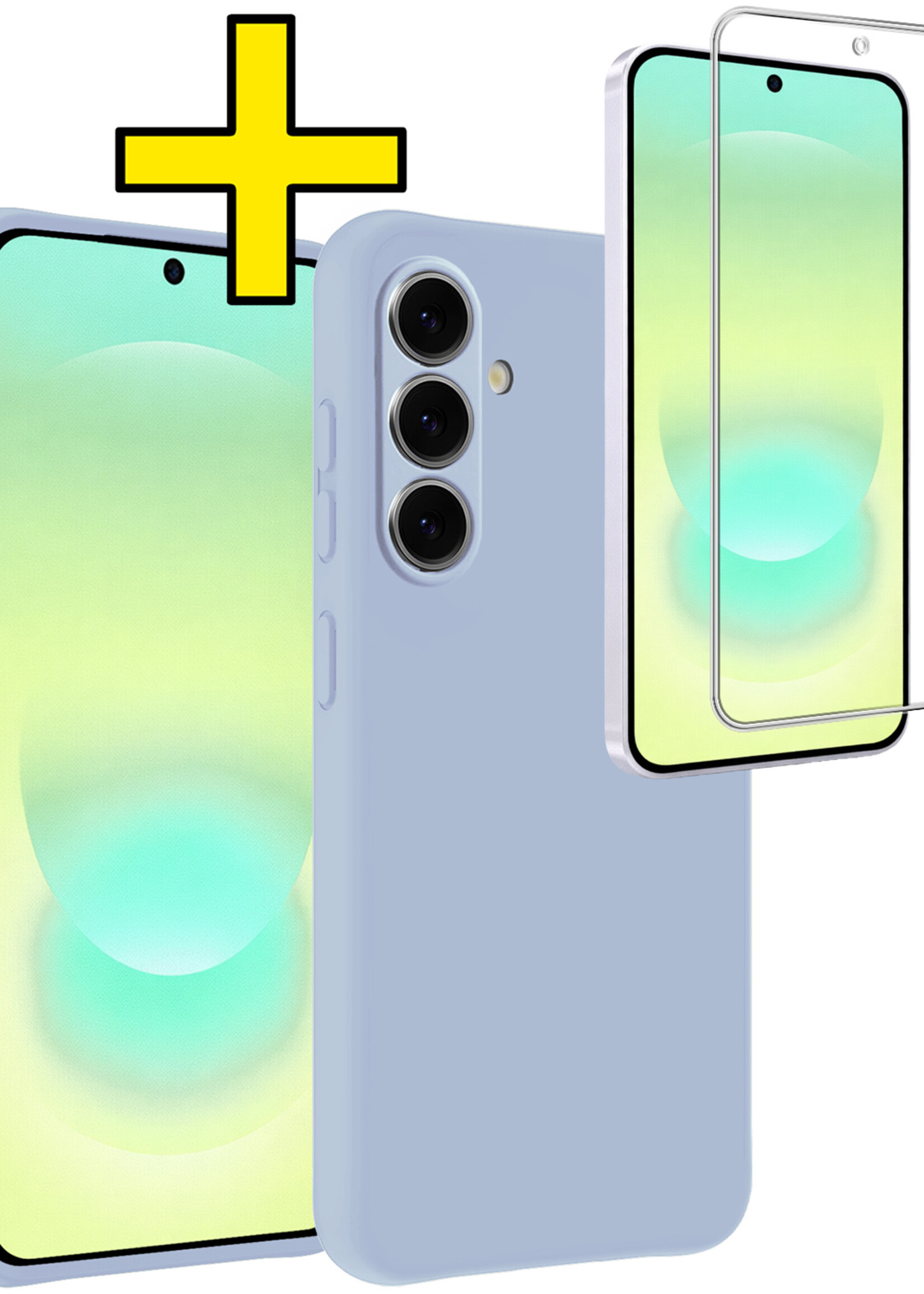 LUQ LUQ Samsung Galaxy A37 Hoesje Siliconen Met Screenprotector - Lichtblauw