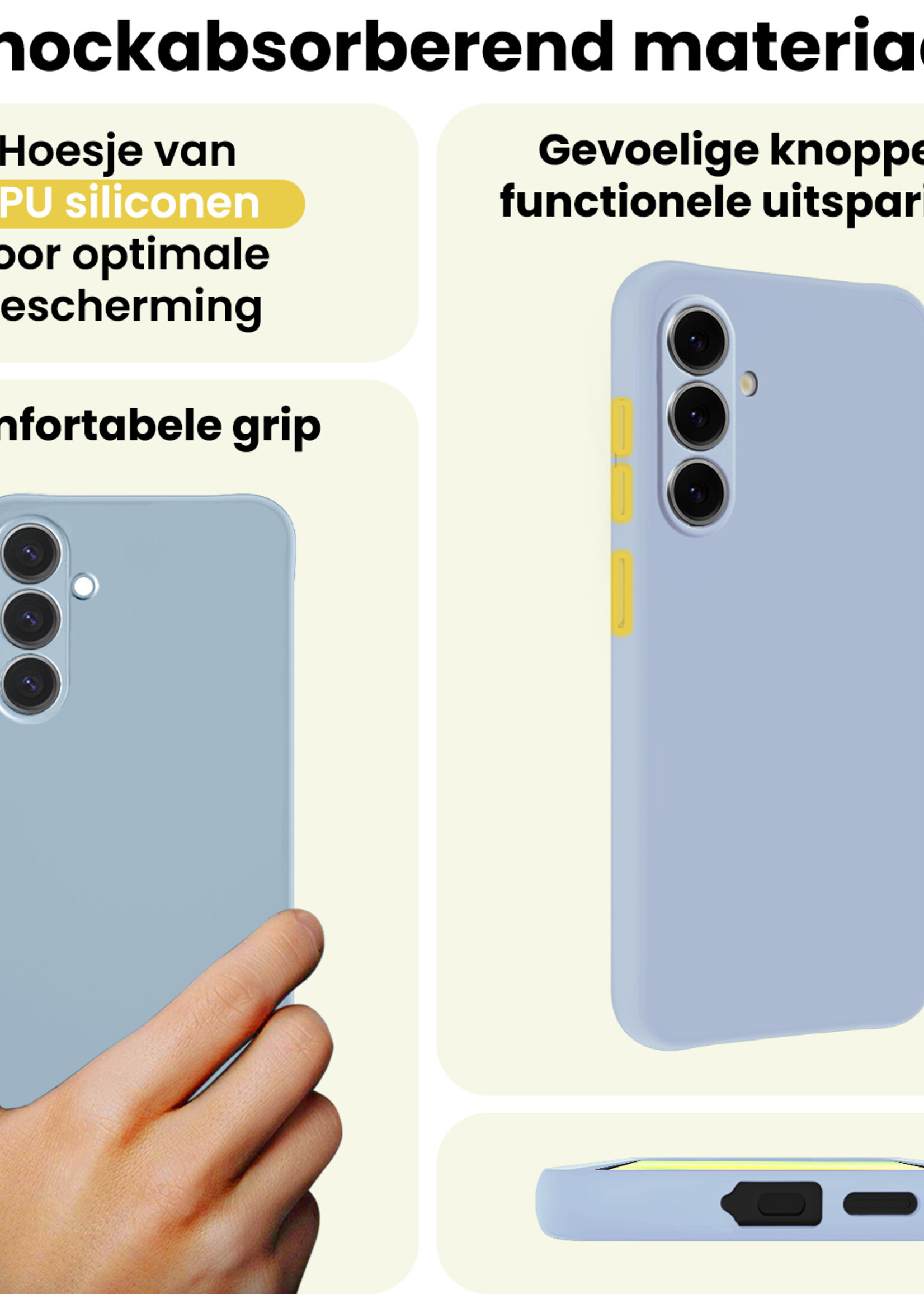 LUQ LUQ Samsung Galaxy A37 Hoesje Siliconen Met Screenprotector - Lichtblauw