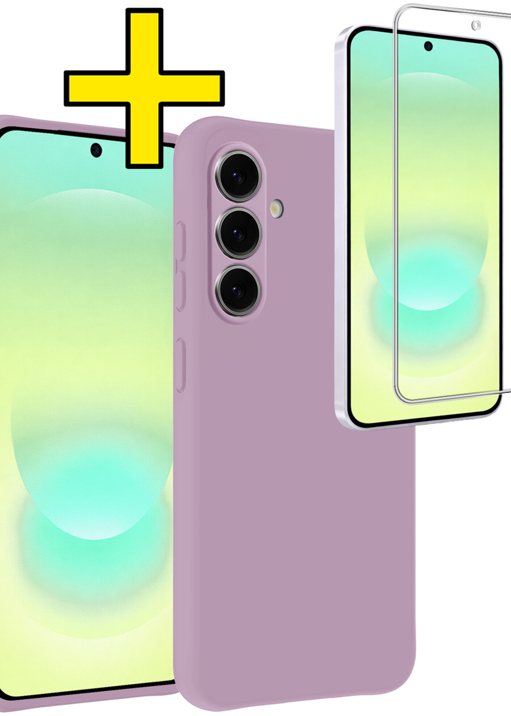 LUQ LUQ Samsung Galaxy A37 Hoesje Siliconen Met Screenprotector - Lila