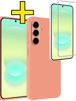 LUQ LUQ Samsung Galaxy A37 Hoesje Siliconen Met Screenprotector - Perzik