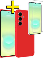 LUQ LUQ Samsung Galaxy A37 Hoesje Siliconen Met Screenprotector - Rood