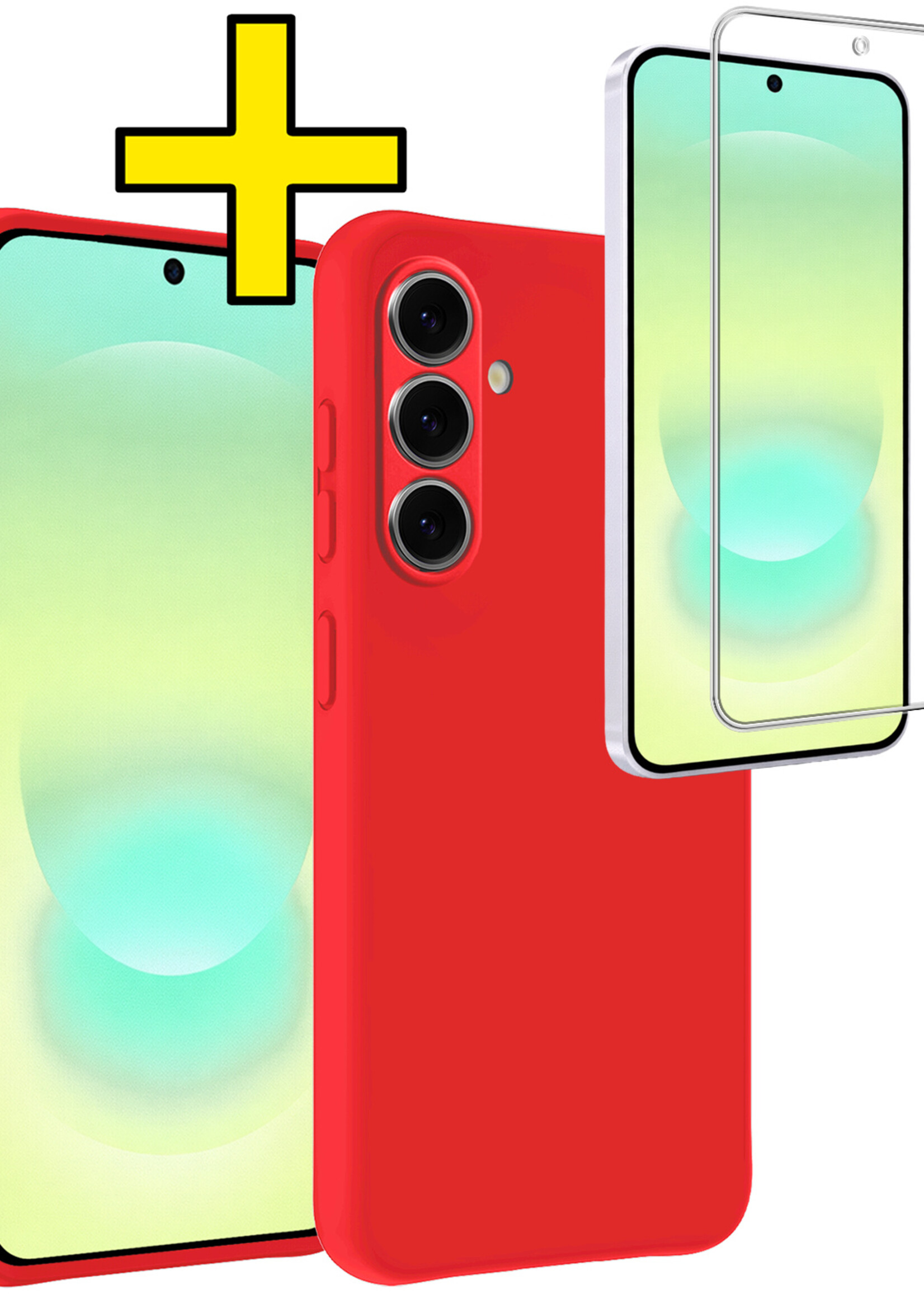 LUQ LUQ Samsung Galaxy A37 Hoesje Siliconen Met Screenprotector - Rood