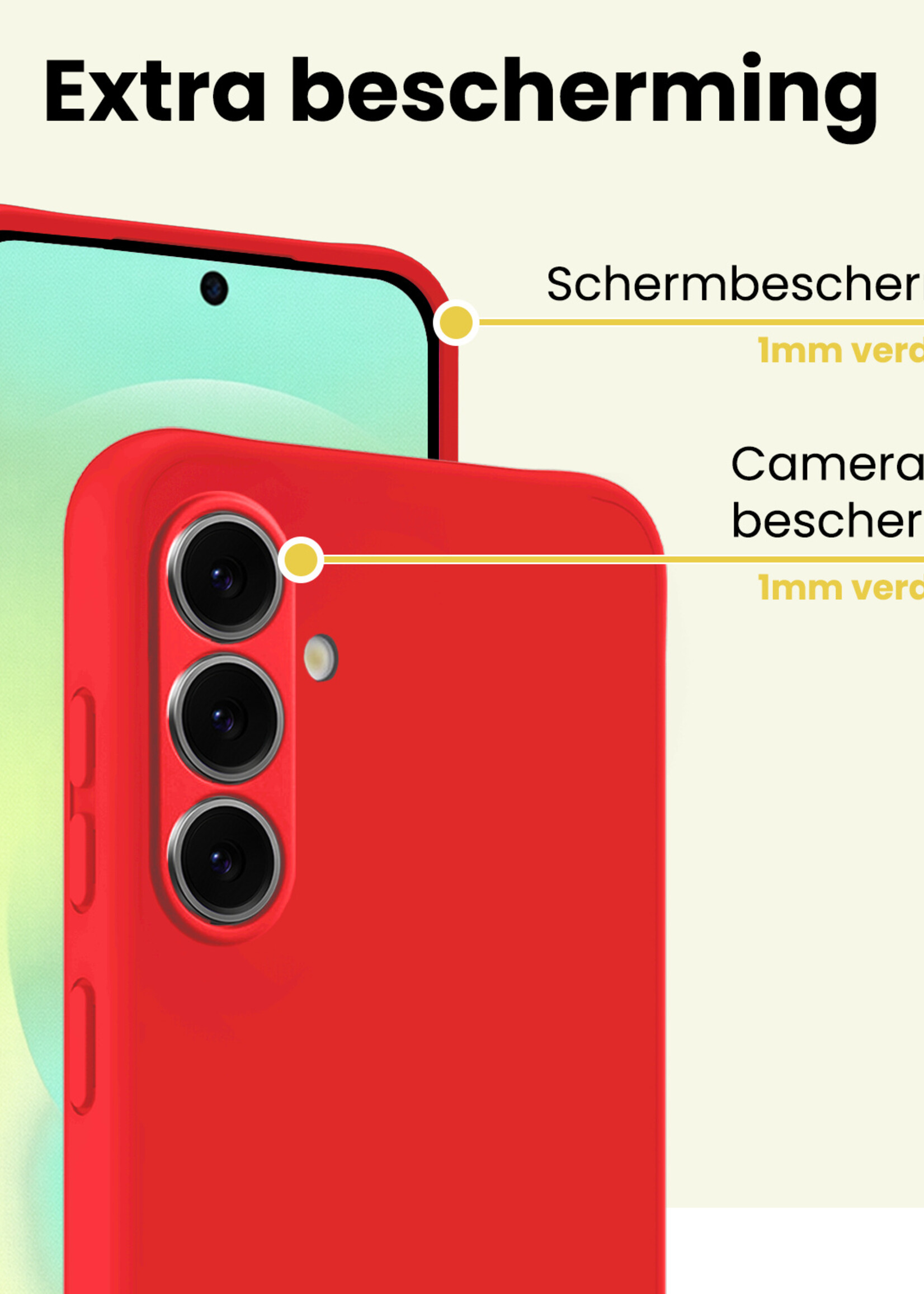 LUQ LUQ Samsung Galaxy A37 Hoesje Siliconen Met Screenprotector - Rood