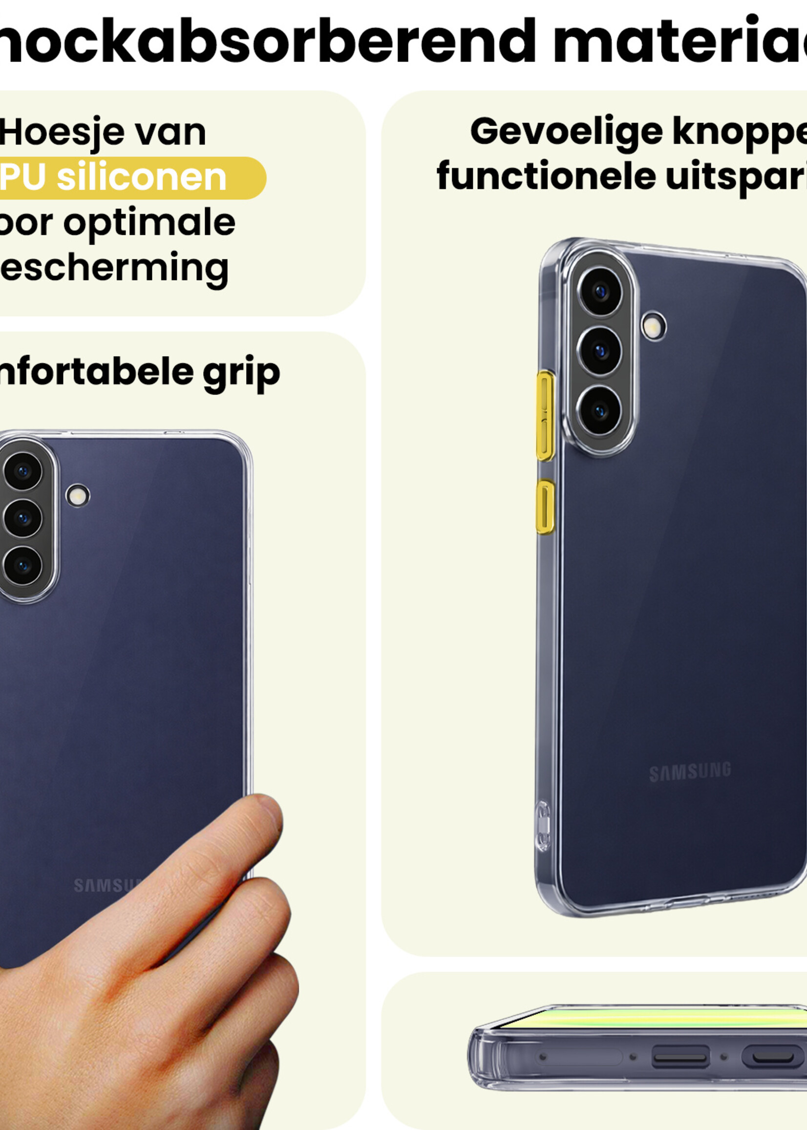 LUQ LUQ Samsung Galaxy A37 Hoesje Siliconen Met Screenprotector - Transparant