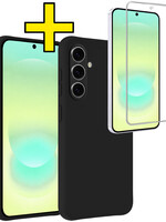 LUQ LUQ Samsung Galaxy A37 Hoesje Siliconen Met Screenprotector - Zwart