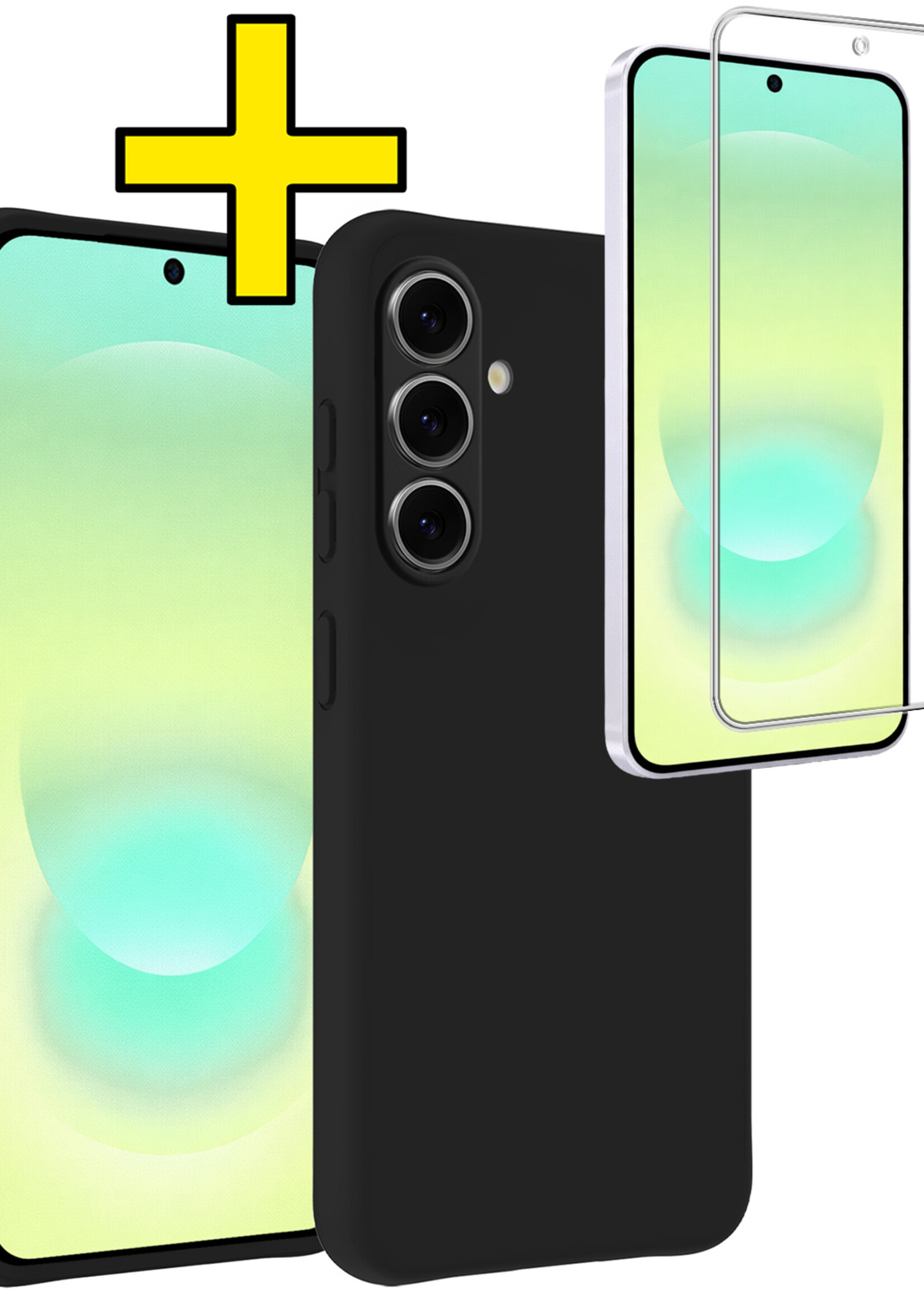 LUQ LUQ Samsung Galaxy A37 Hoesje Siliconen Met Screenprotector - Zwart