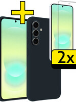 LUQ LUQ Samsung Galaxy A37 Hoesje Siliconen Met 2x Screenprotector - Donkerblauw