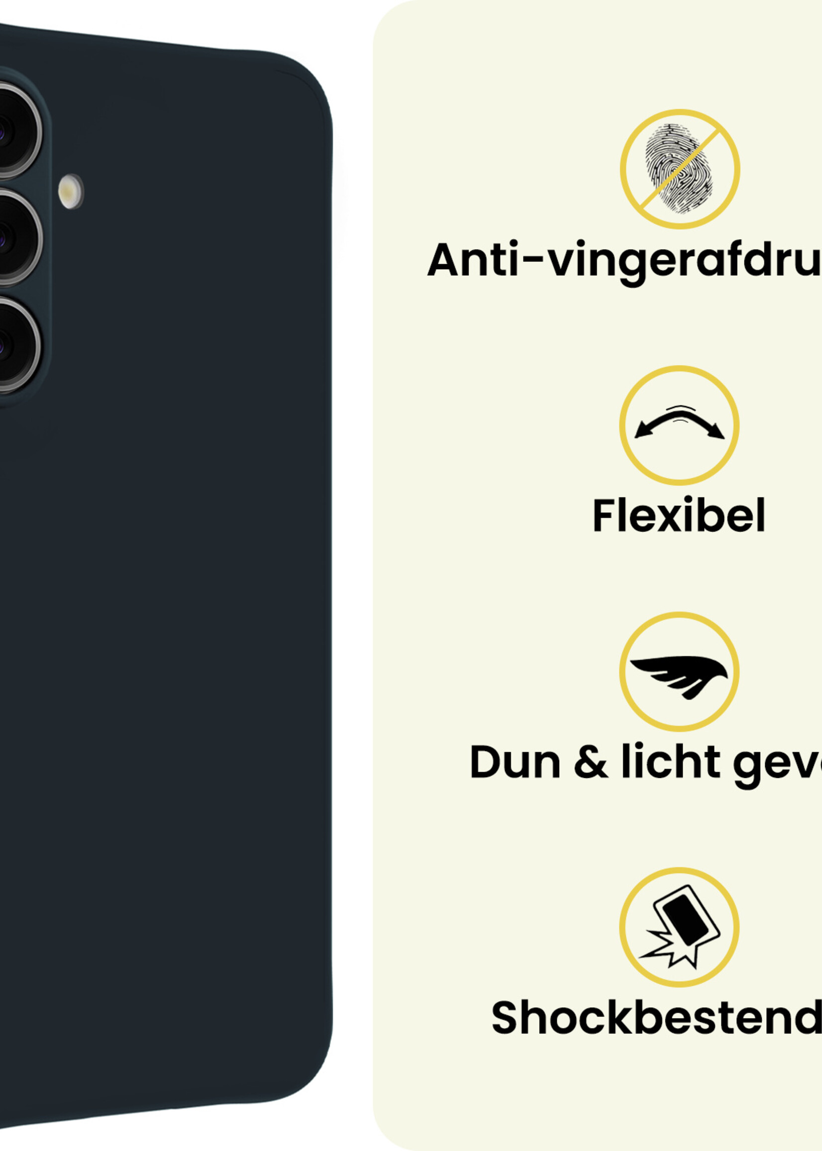 LUQ LUQ Samsung Galaxy A37 Hoesje Siliconen Met 2x Screenprotector - Donkerblauw