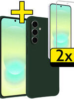 LUQ LUQ Samsung Galaxy A37 Hoesje Siliconen Met 2x Screenprotector - Donkergroen