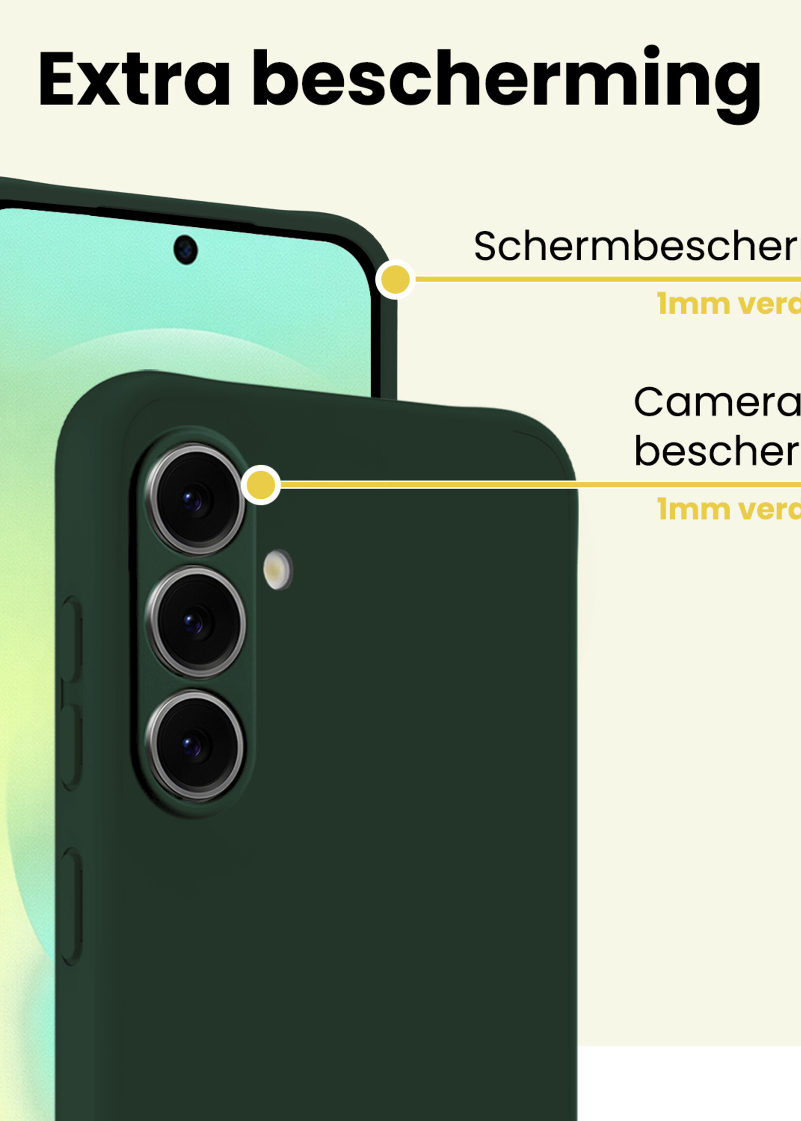 LUQ LUQ Samsung Galaxy A37 Hoesje Siliconen Met 2x Screenprotector - Donkergroen