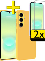 LUQ LUQ Samsung Galaxy A37 Hoesje Siliconen Met 2x Screenprotector - Geel