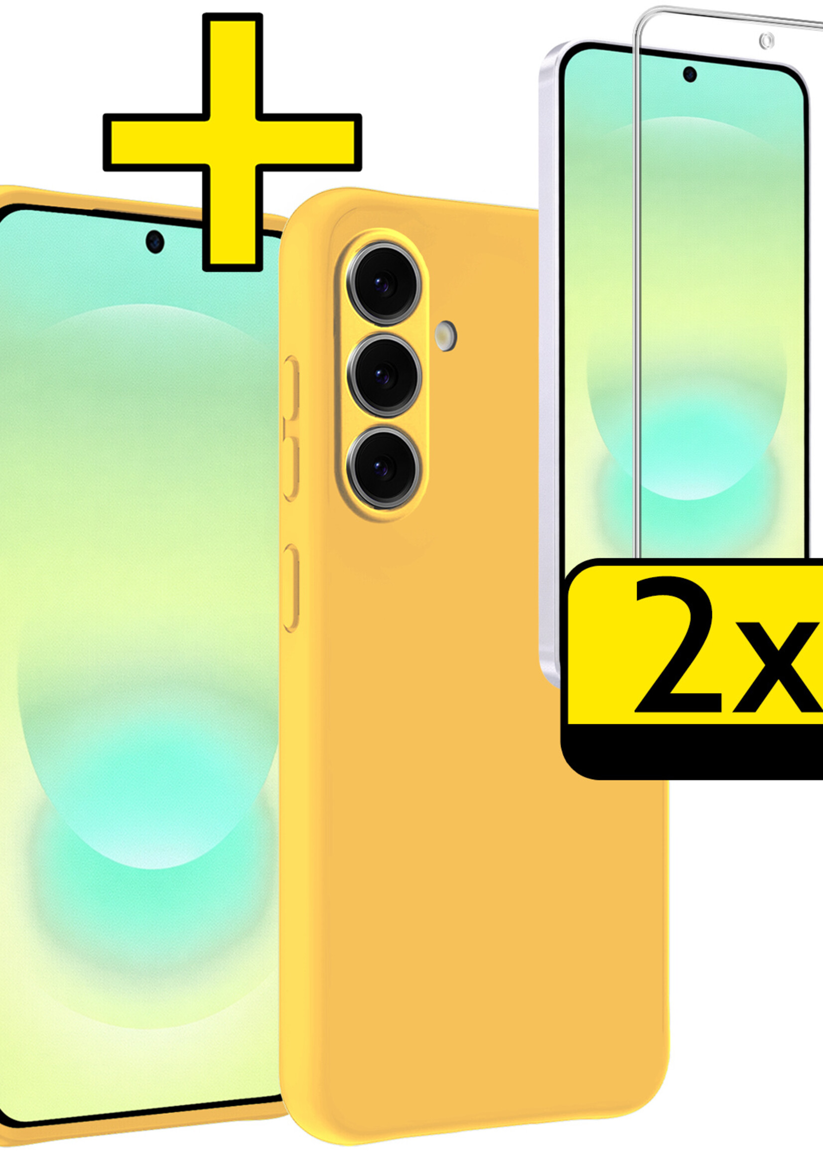 LUQ LUQ Samsung Galaxy A37 Hoesje Siliconen Met 2x Screenprotector - Geel