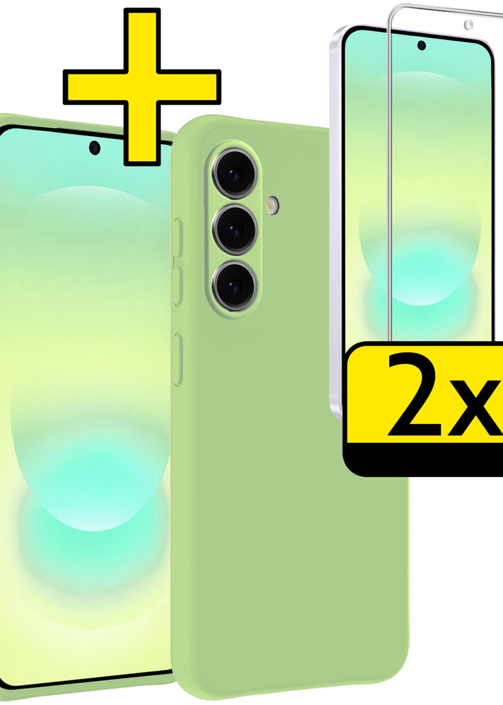 LUQ LUQ Samsung Galaxy A37 Hoesje Siliconen Met 2x Screenprotector - Groen