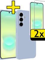 LUQ LUQ Samsung Galaxy A37 Hoesje Siliconen Met 2x Screenprotector - Lichtblauw