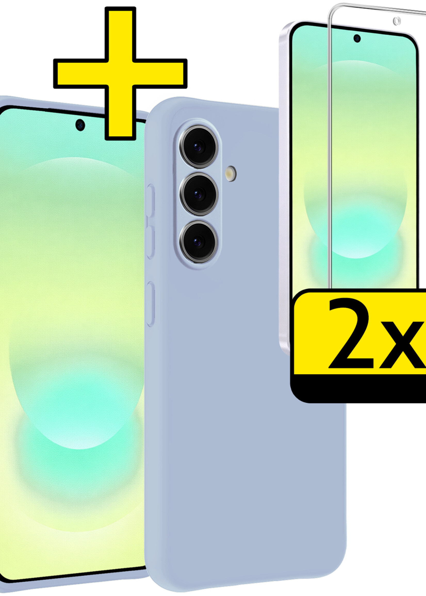 LUQ LUQ Samsung Galaxy A37 Hoesje Siliconen Met 2x Screenprotector - Lichtblauw