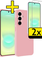 LUQ LUQ Samsung Galaxy A37 Hoesje Siliconen Met 2x Screenprotector - Lichtroze
