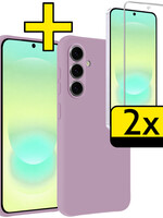 LUQ LUQ Samsung Galaxy A37 Hoesje Siliconen Met 2x Screenprotector - Lila