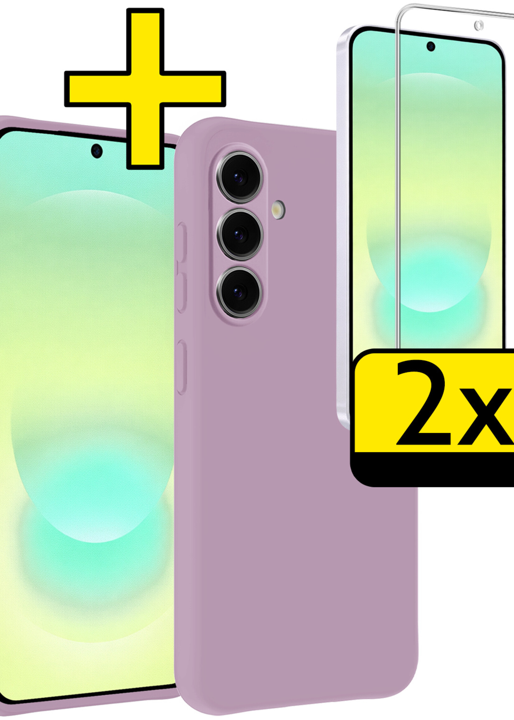 LUQ LUQ Samsung Galaxy A37 Hoesje Siliconen Met 2x Screenprotector - Lila