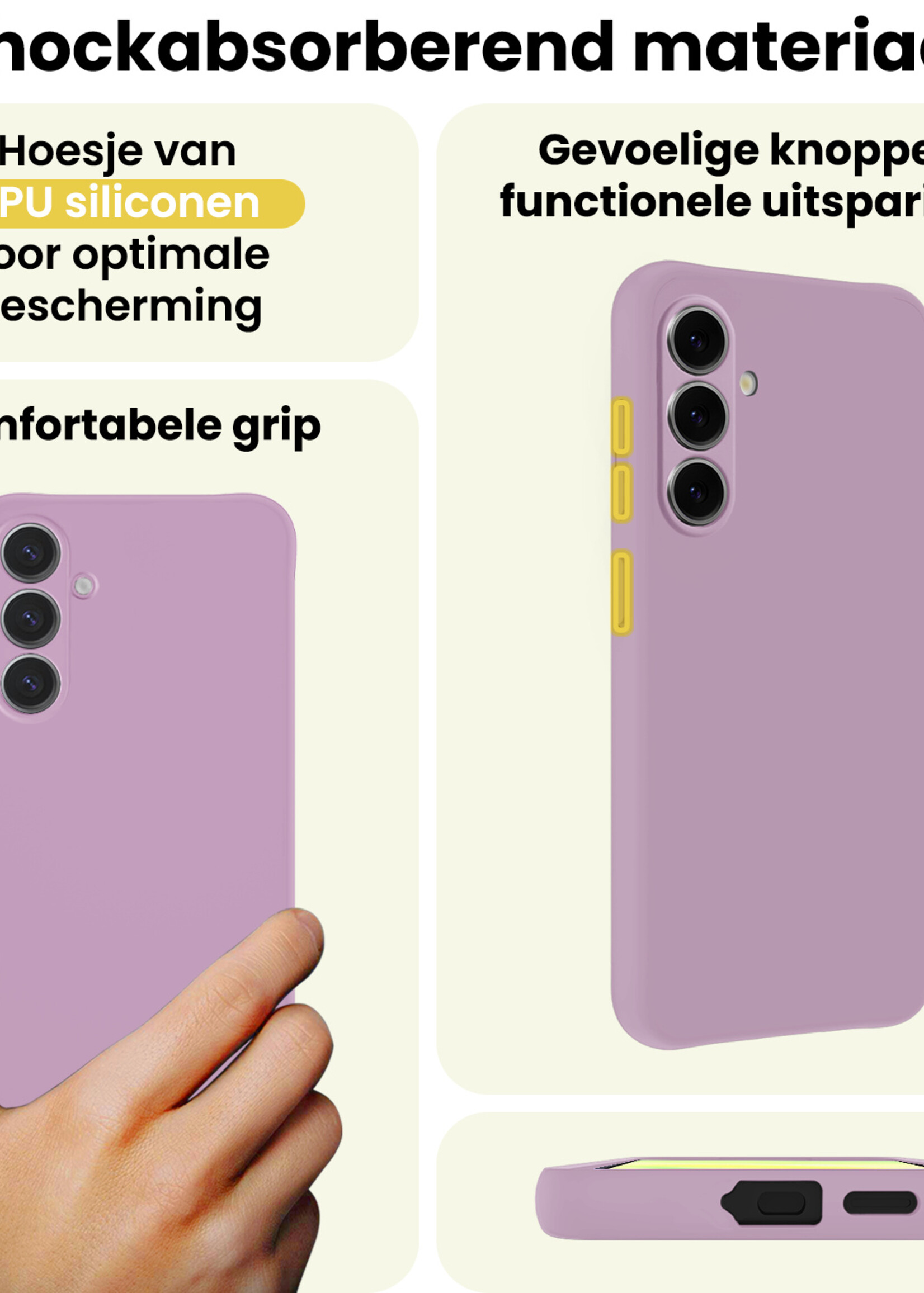 LUQ LUQ Samsung Galaxy A37 Hoesje Siliconen Met 2x Screenprotector - Lila
