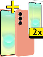 LUQ LUQ Samsung Galaxy A37 Hoesje Siliconen Met 2x Screenprotector - Perzik