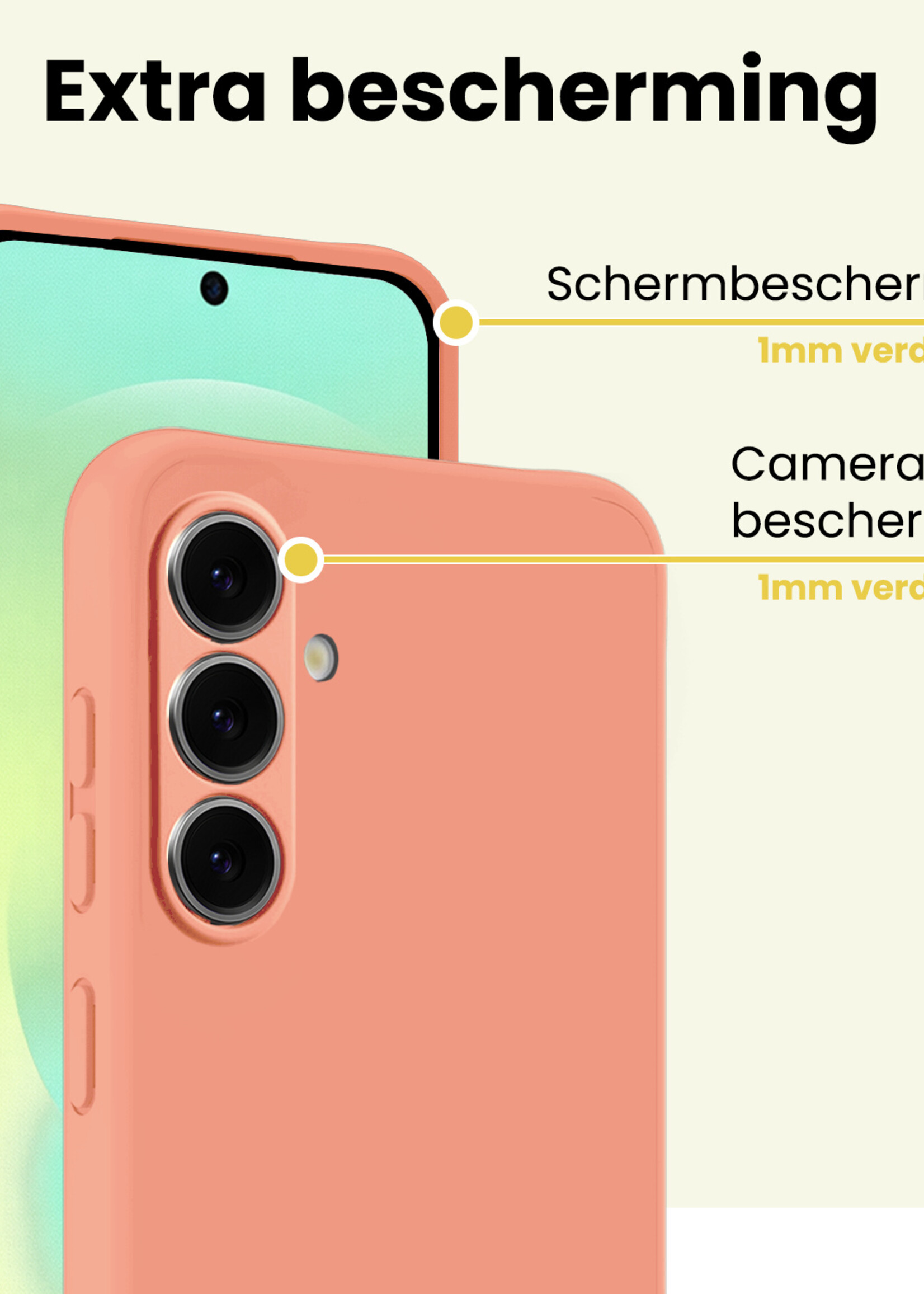 LUQ LUQ Samsung Galaxy A37 Hoesje Siliconen Met 2x Screenprotector - Perzik