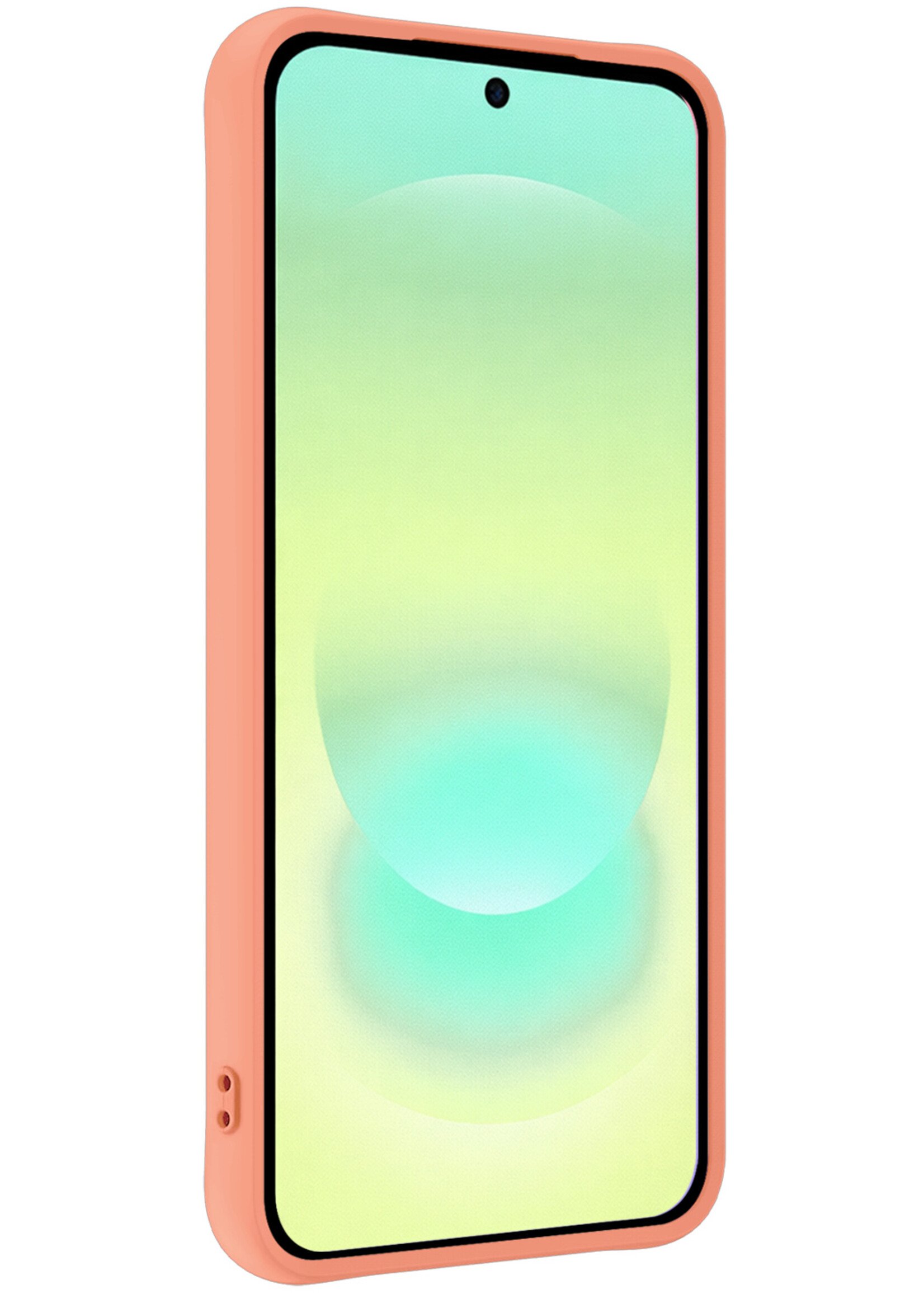 LUQ LUQ Samsung Galaxy A37 Hoesje Siliconen Met 2x Screenprotector - Perzik