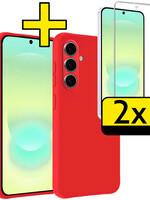 LUQ LUQ Samsung Galaxy A37 Hoesje Siliconen Met 2x Screenprotector - Rood