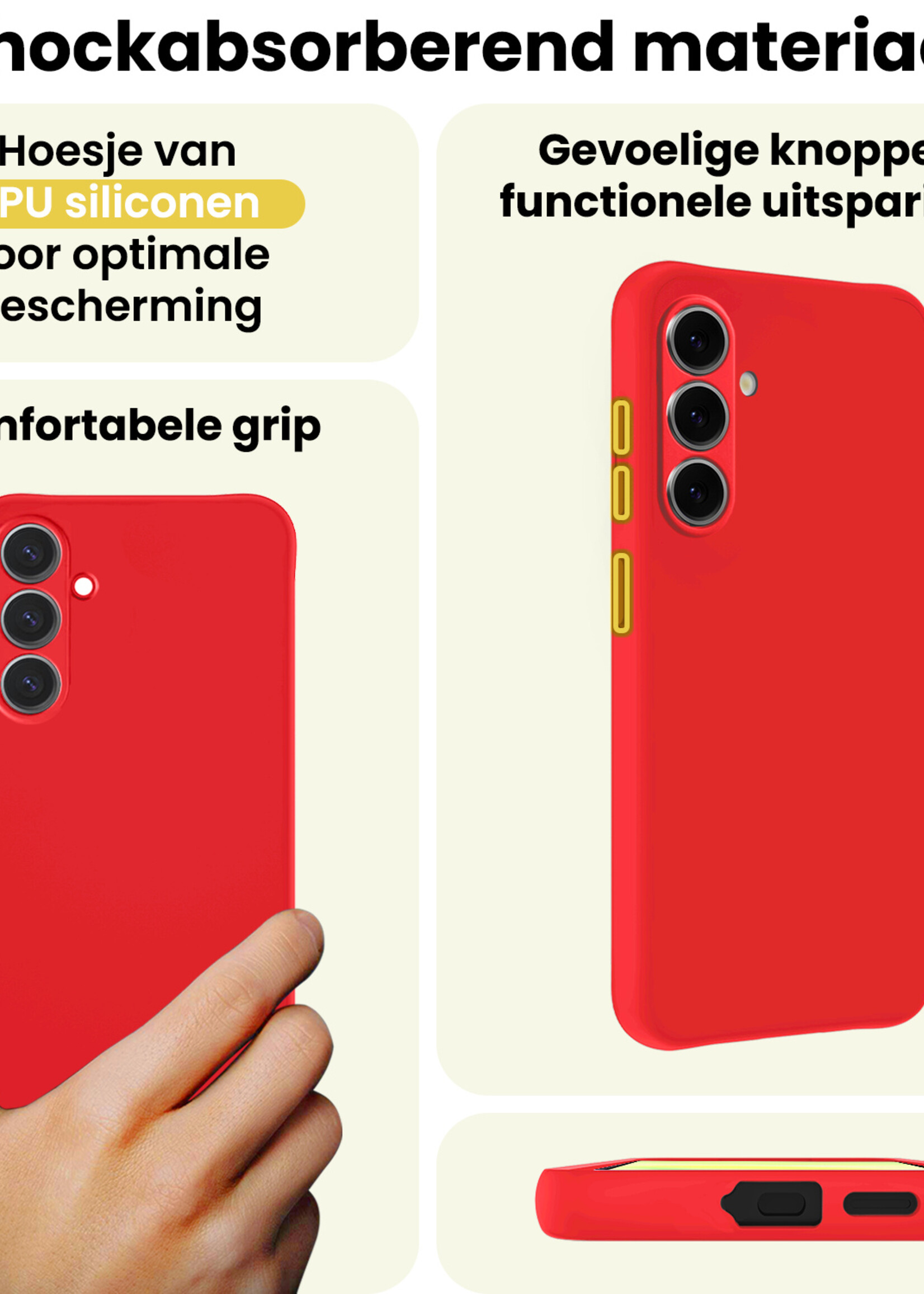 LUQ LUQ Samsung Galaxy A37 Hoesje Siliconen Met 2x Screenprotector - Rood