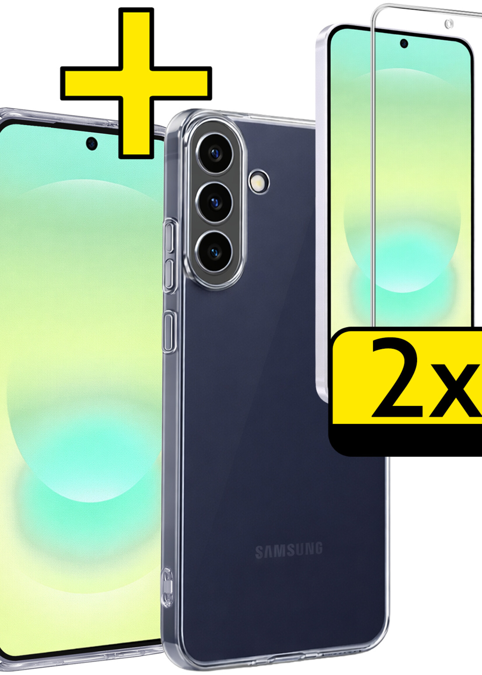 LUQ LUQ Samsung Galaxy A37 Hoesje Siliconen Met 2x Screenprotector - Transparant