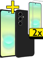 LUQ LUQ Samsung Galaxy A37 Hoesje Siliconen Met 2x Screenprotector - Zwart