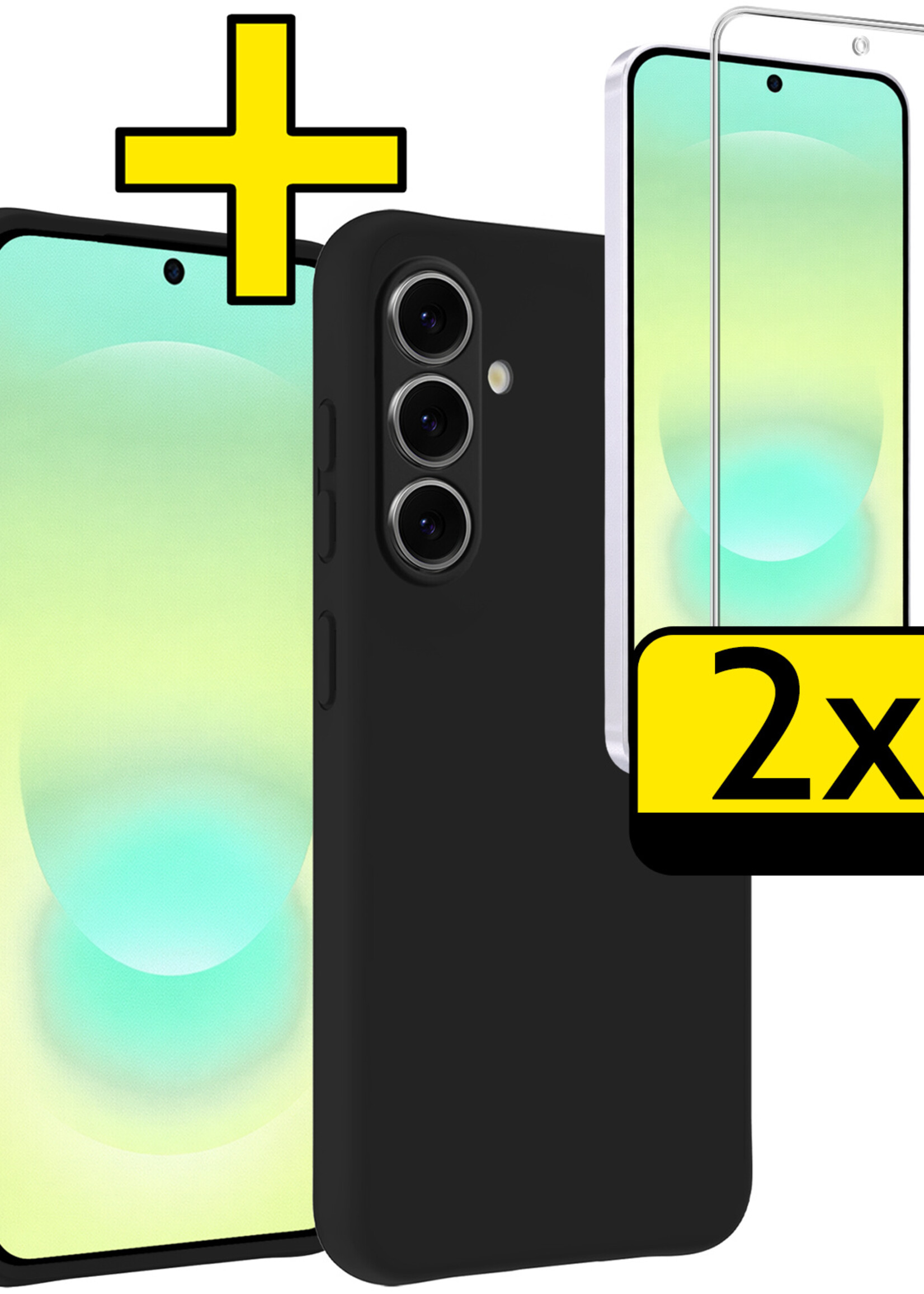 LUQ LUQ Samsung Galaxy A37 Hoesje Siliconen Met 2x Screenprotector - Zwart