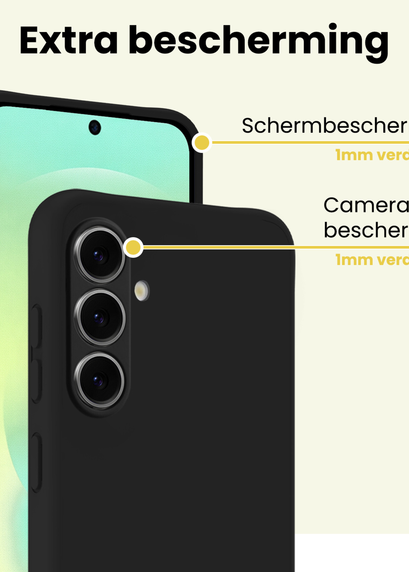 LUQ LUQ Samsung Galaxy A37 Hoesje Siliconen Met 2x Screenprotector - Zwart