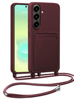 LUQ LUQ Samsung Galaxy A37 Hoesje Pashouder met Koord - Aubergine