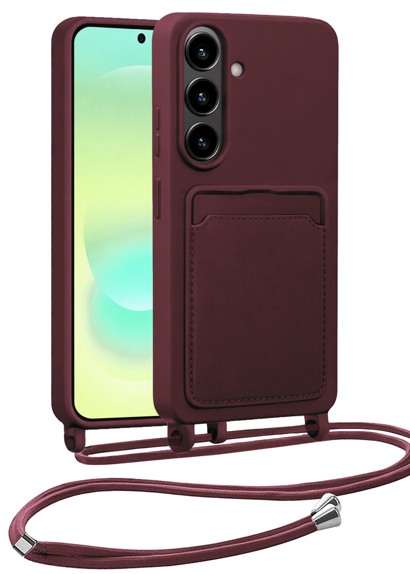 LUQ LUQ Samsung Galaxy A37 Hoesje Pashouder met Koord - Aubergine