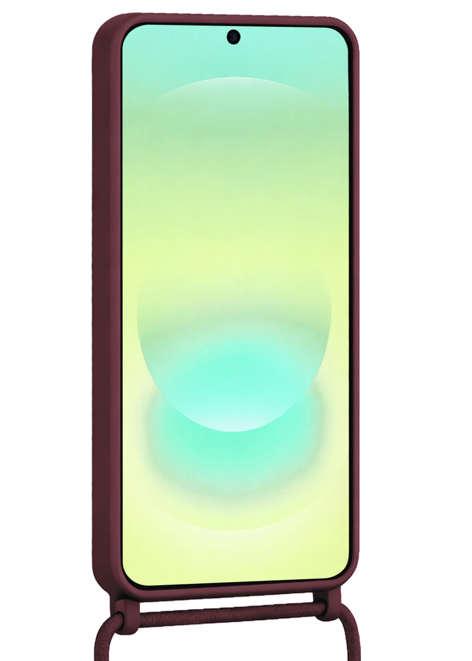 LUQ LUQ Samsung Galaxy A37 Hoesje Pashouder met Koord Met 2x Screenprotector - Aubergine