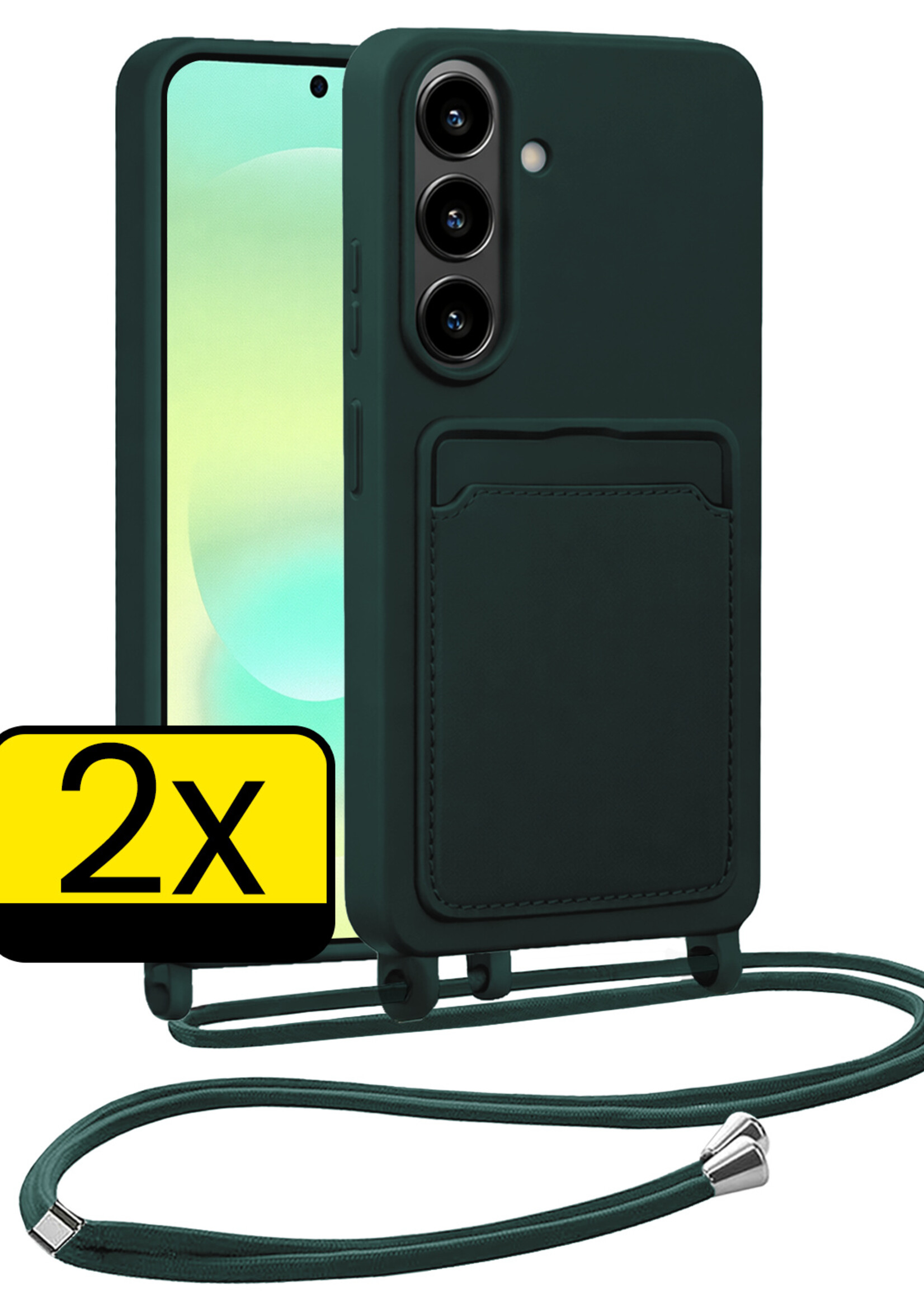 LUQ LUQ Samsung Galaxy A37 Hoesje Pashouder met Koord - Donkergroen - 2 PACK