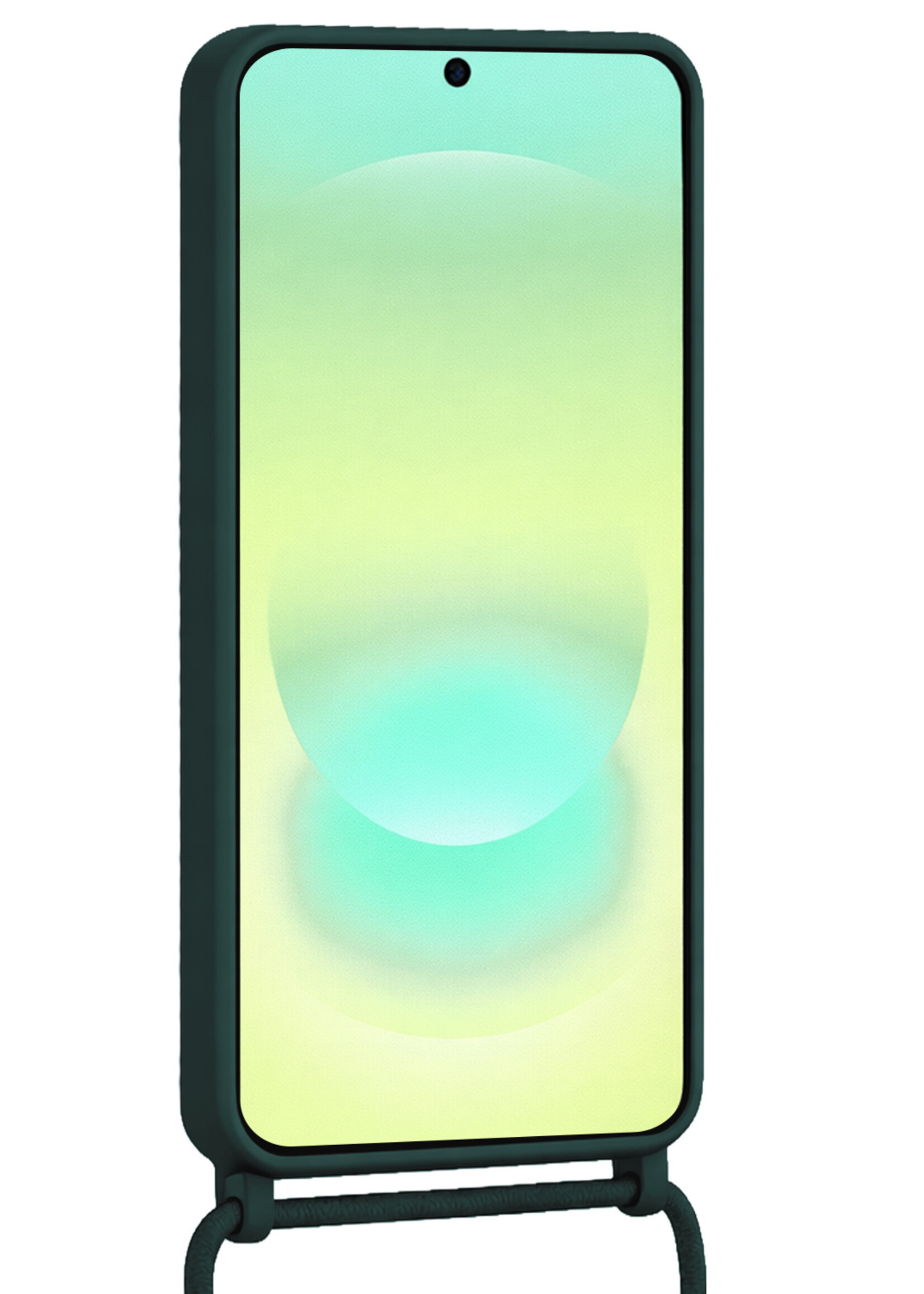 LUQ LUQ Samsung Galaxy A37 Hoesje Pashouder met Koord Met 2x Screenprotector - Donkergroen