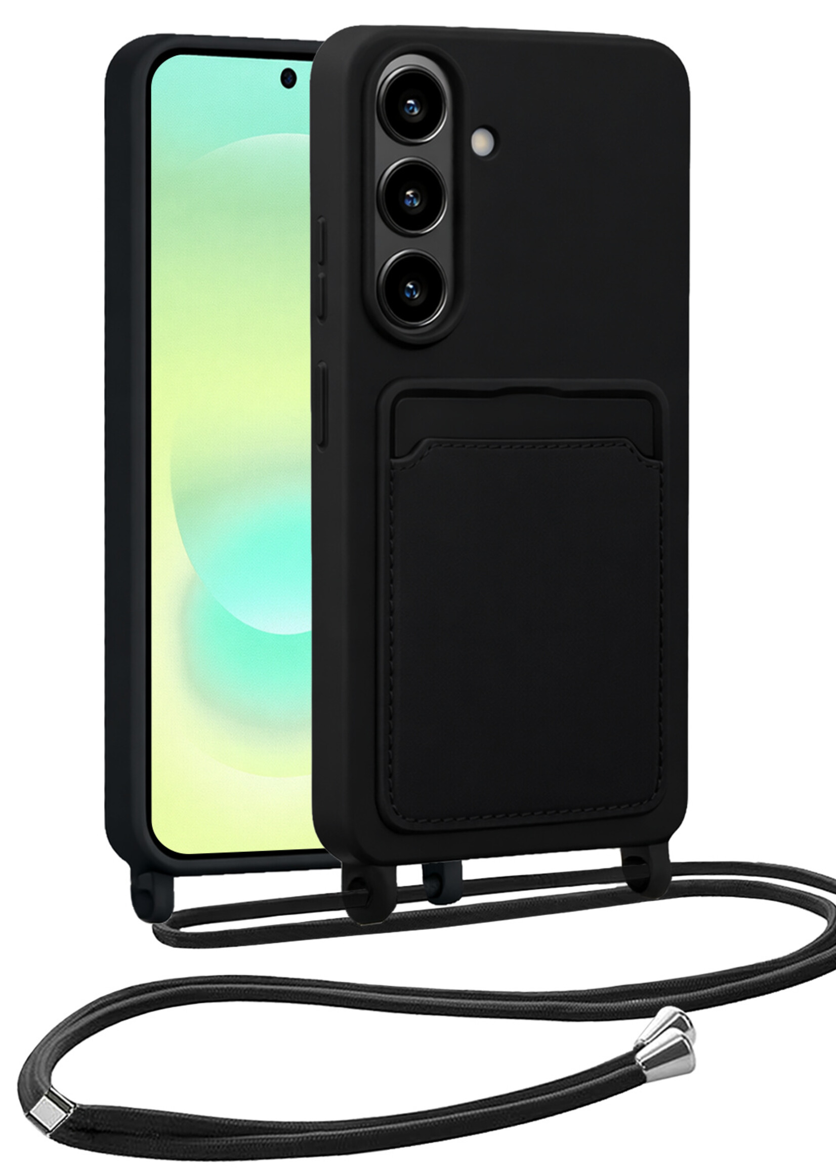 LUQ LUQ Samsung Galaxy A37 Hoesje Pashouder met Koord - Zwart