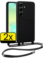LUQ LUQ Samsung Galaxy A37 Hoesje Pashouder met Koord - Zwart - 2 PACK