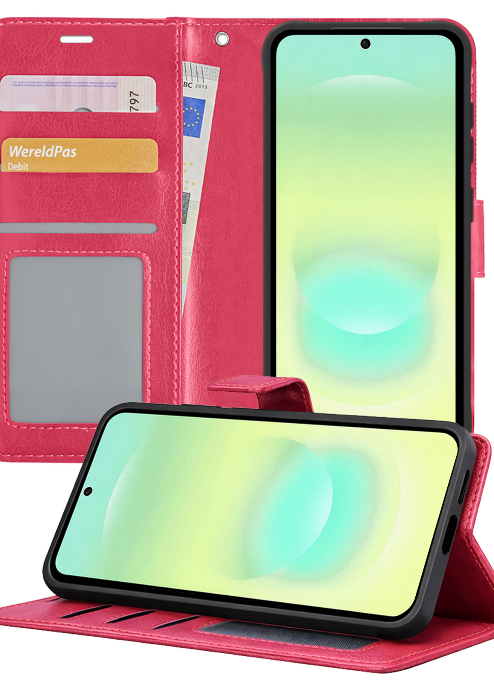 LUQ LUQ Samsung Galaxy A37 Hoesje Bookcase - Donkerroze