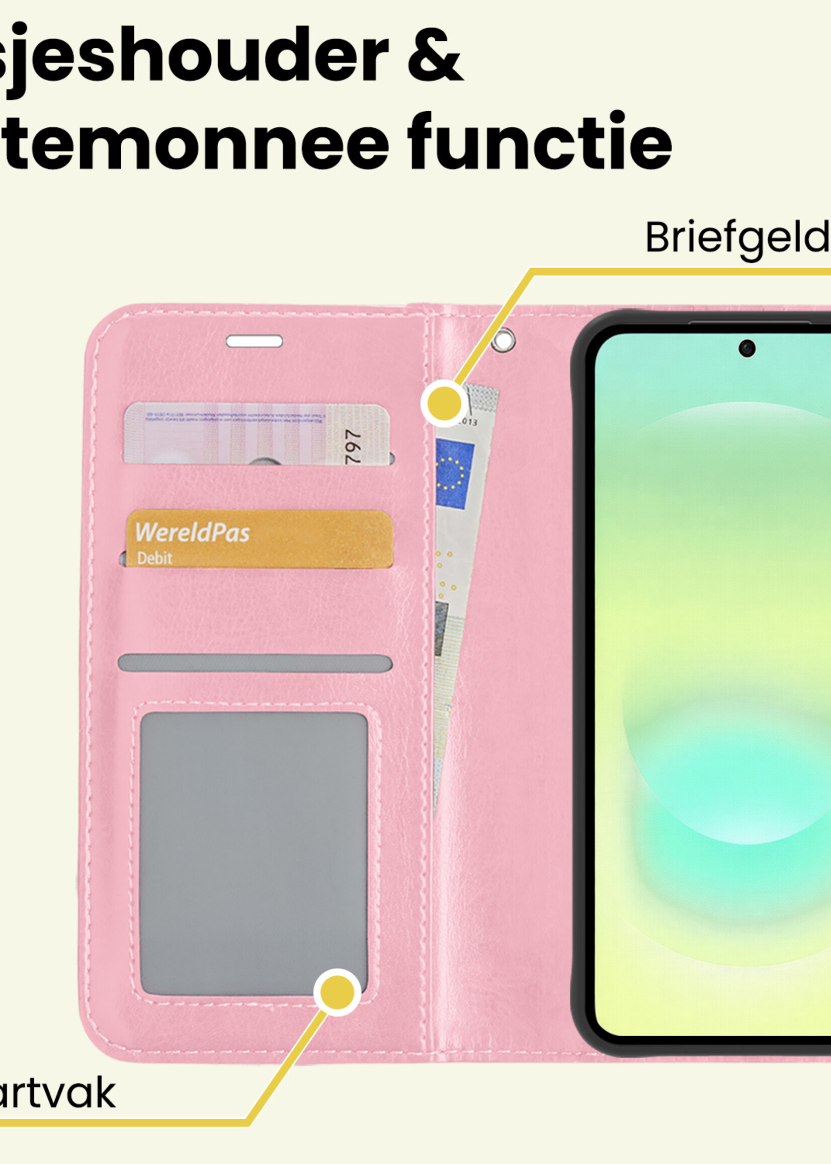 LUQ LUQ Samsung Galaxy A37 Hoesje Bookcase - Lichtroze