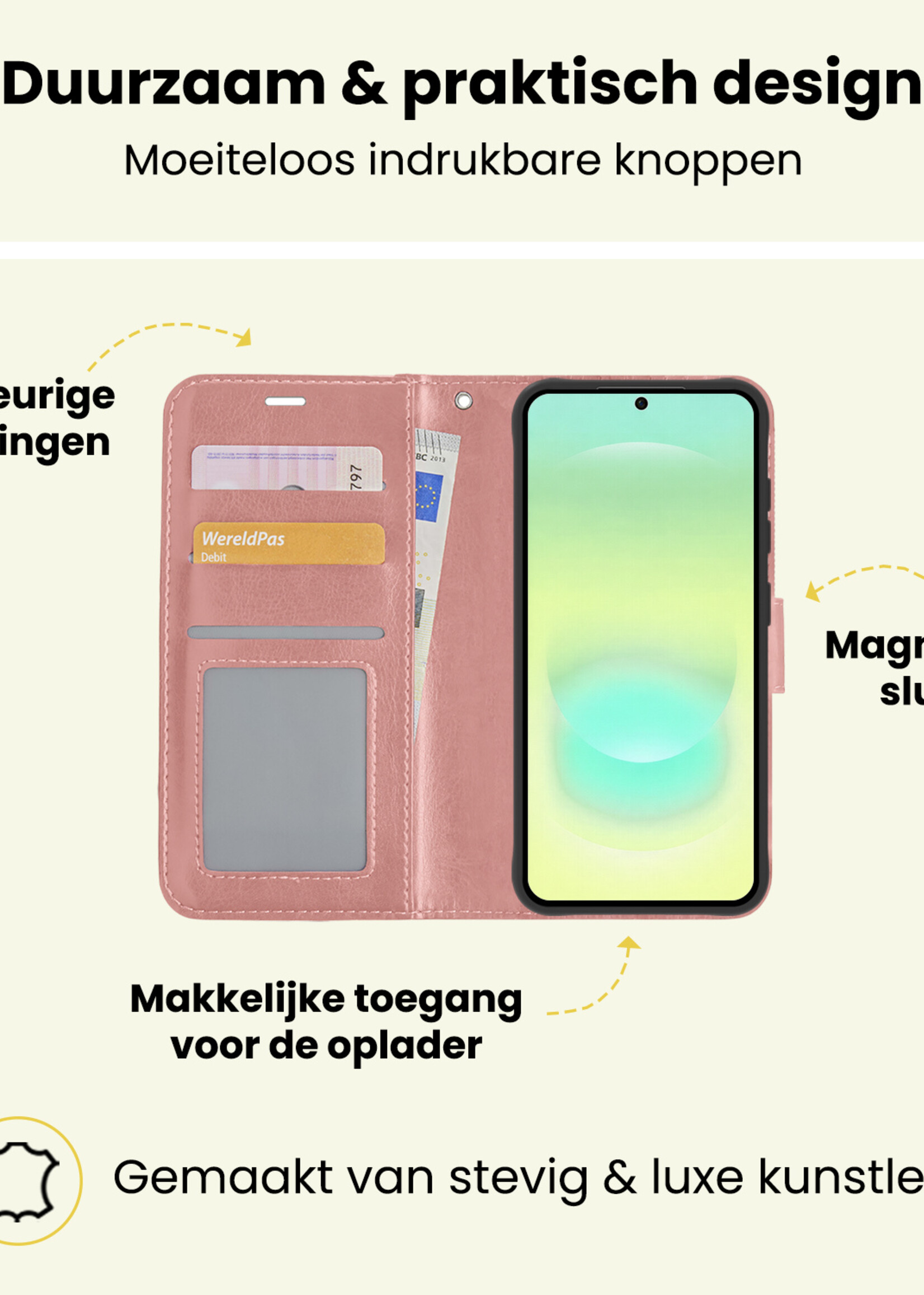 LUQ LUQ Samsung Galaxy A37 Hoesje Bookcase - Rose Goud