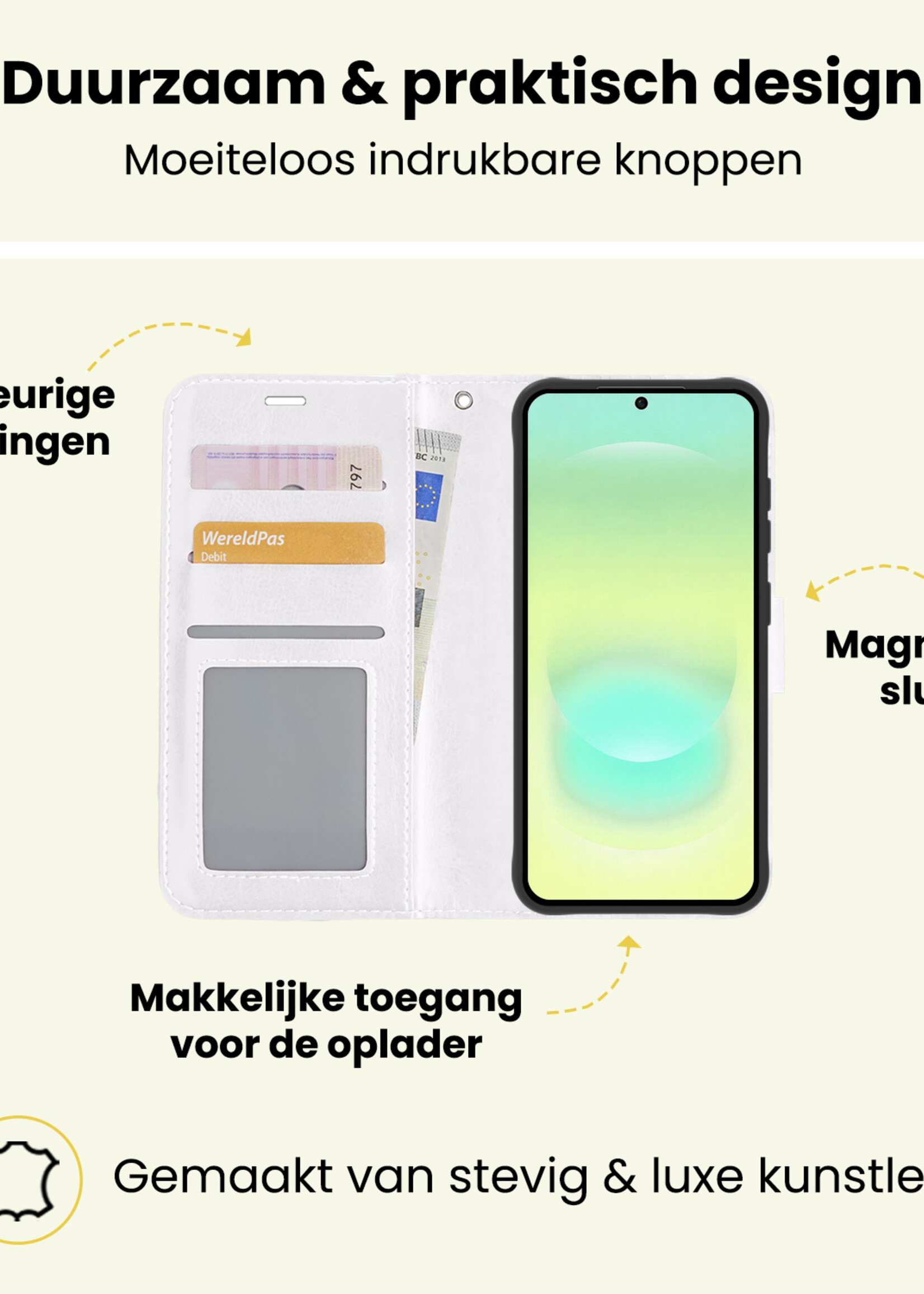 LUQ LUQ Samsung Galaxy A37 Hoesje Bookcase - Wit