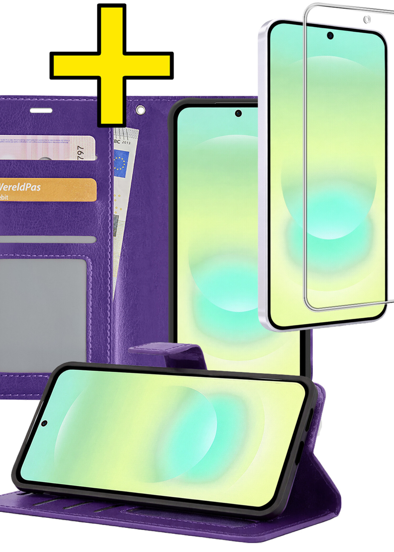 LUQ LUQ Samsung Galaxy A37 Hoesje Bookcase Met Screenprotector - Paars