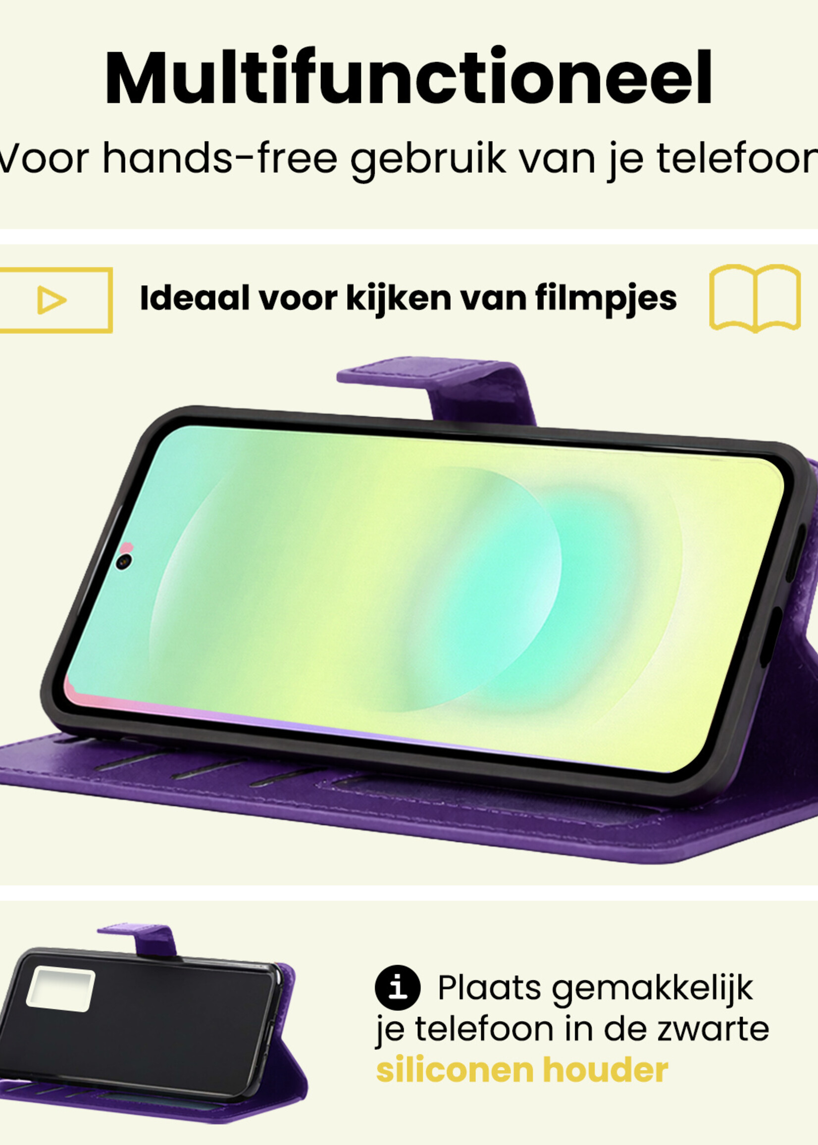 LUQ LUQ Samsung Galaxy A37 Hoesje Bookcase Met Screenprotector - Paars