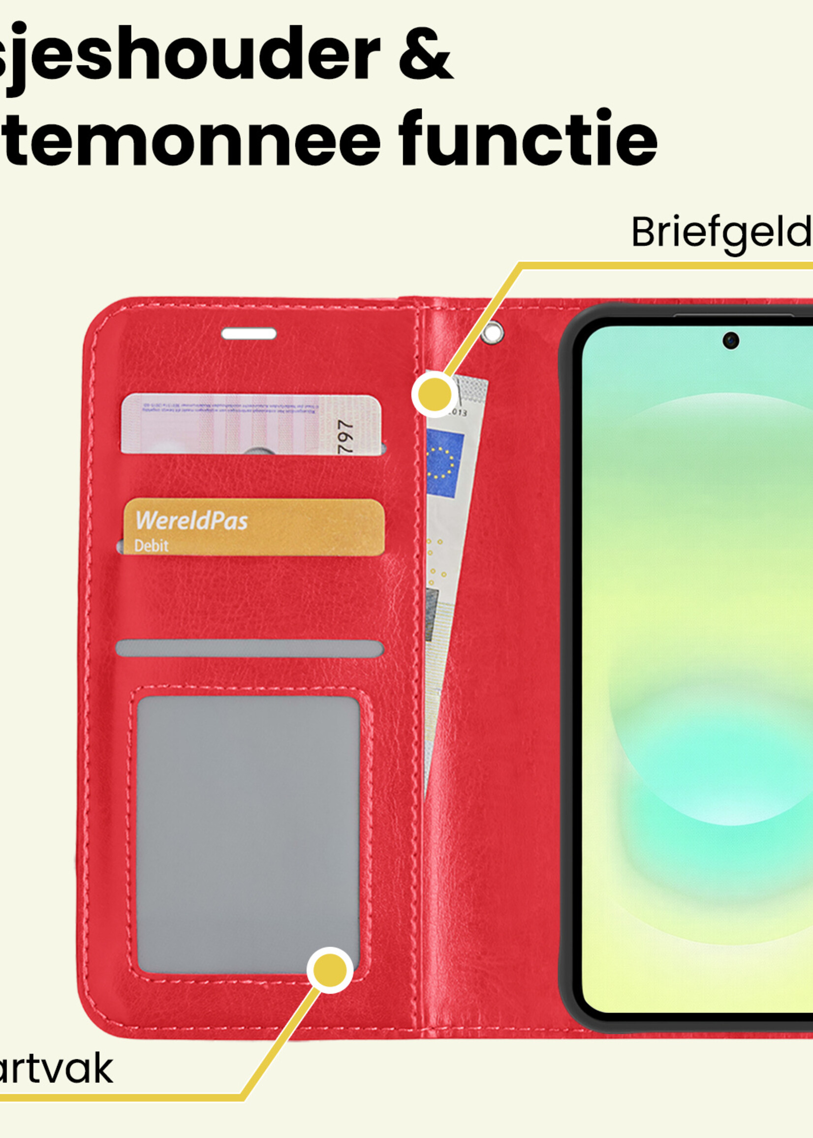 LUQ LUQ Samsung Galaxy A37 Hoesje Bookcase Met Screenprotector - Rood