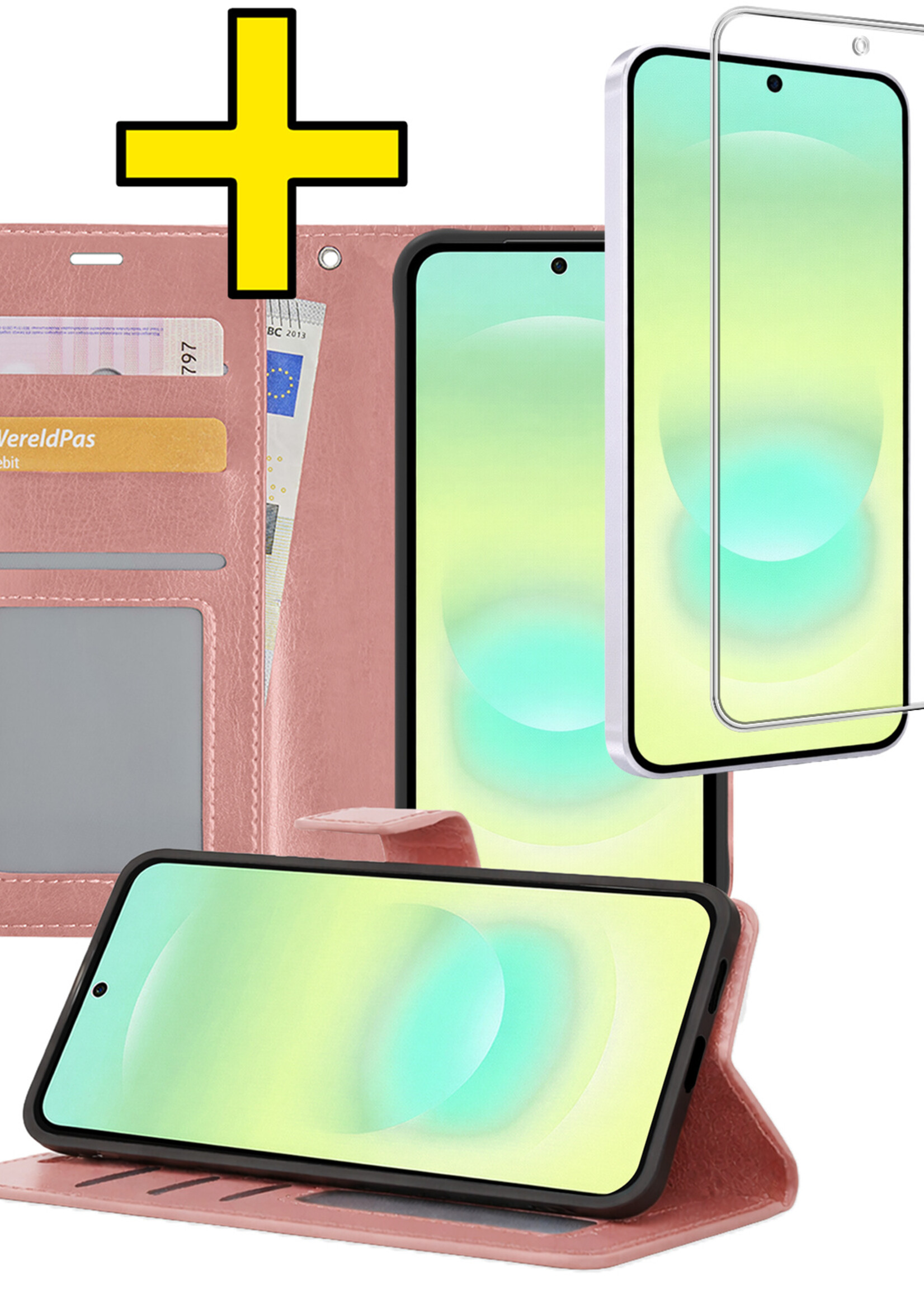 LUQ LUQ Samsung Galaxy A37 Hoesje Bookcase Met Screenprotector - Rose Goud