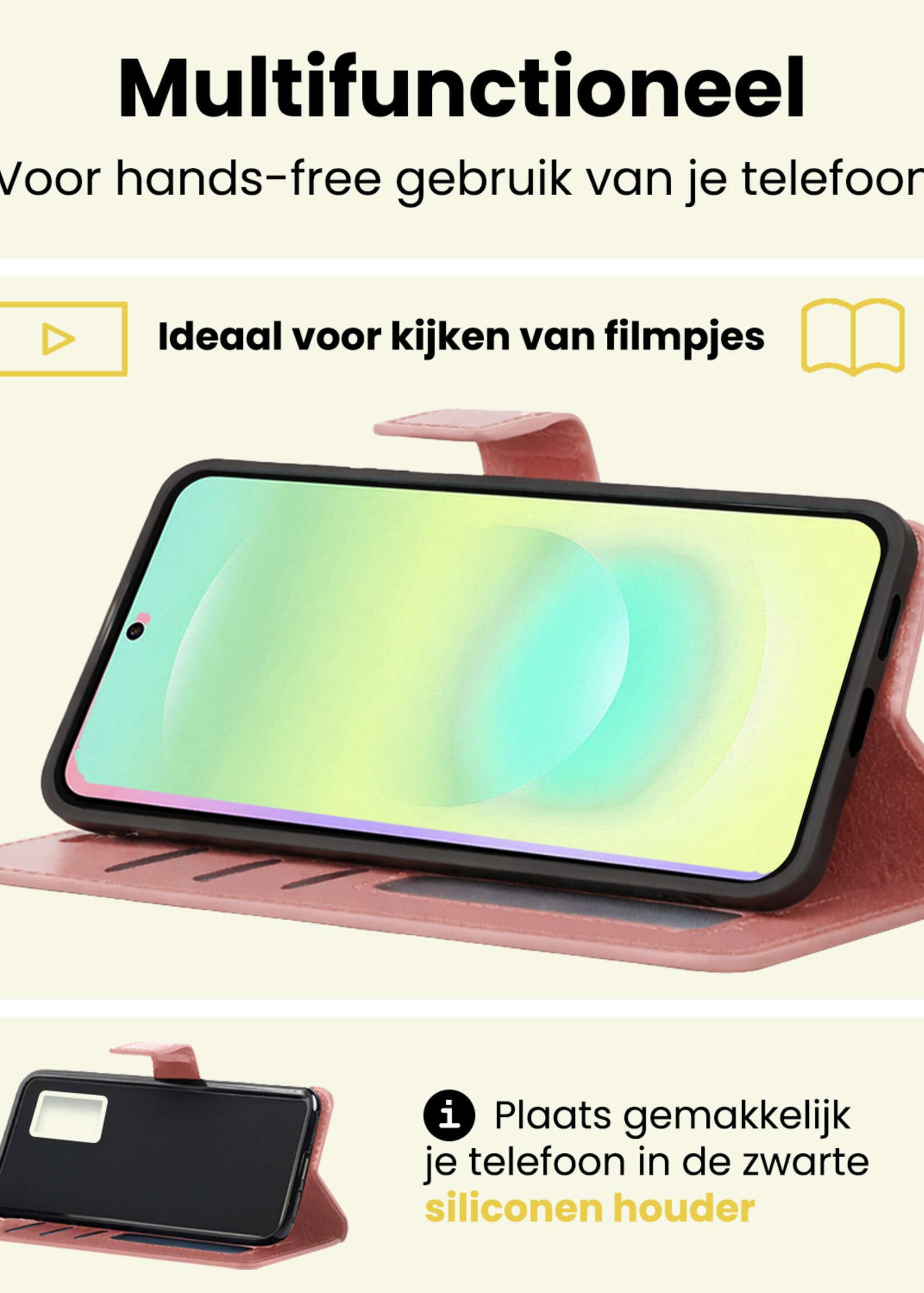 LUQ LUQ Samsung Galaxy A37 Hoesje Bookcase Met Screenprotector - Rose Goud