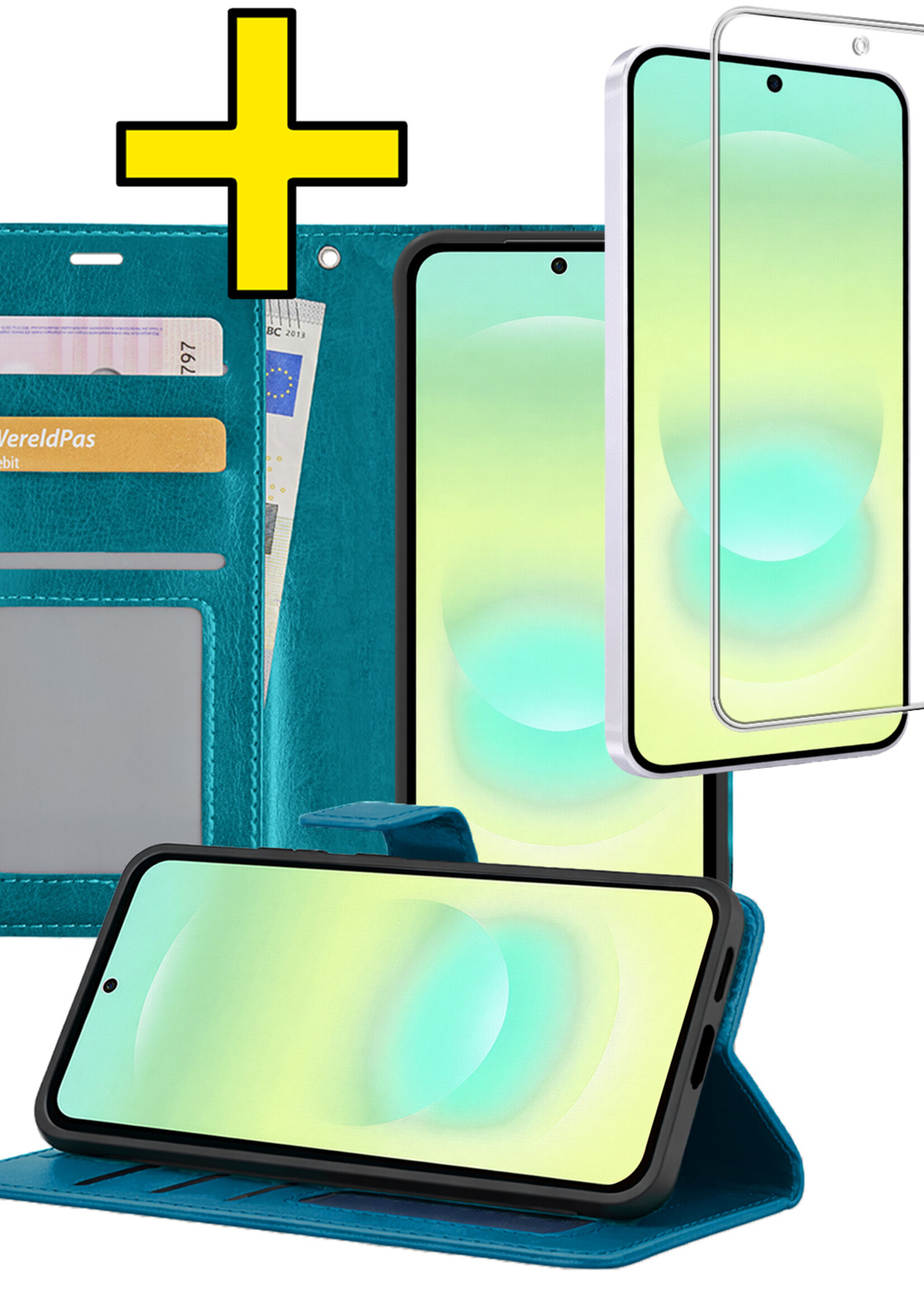 LUQ LUQ Samsung Galaxy A37 Hoesje Bookcase Met Screenprotector - Turquoise