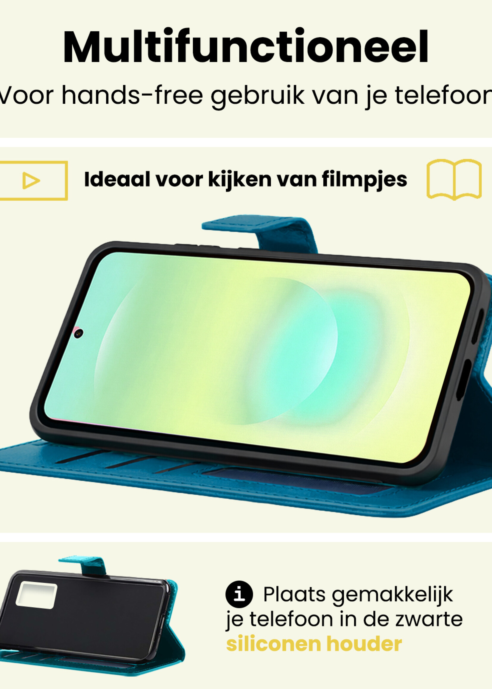 LUQ LUQ Samsung Galaxy A37 Hoesje Bookcase Met Screenprotector - Turquoise